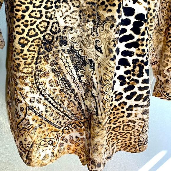 Chico’s no iron animal paisley print casual button up shirt, 100% Cotton 2 -Lrg - Picture 5 of 9